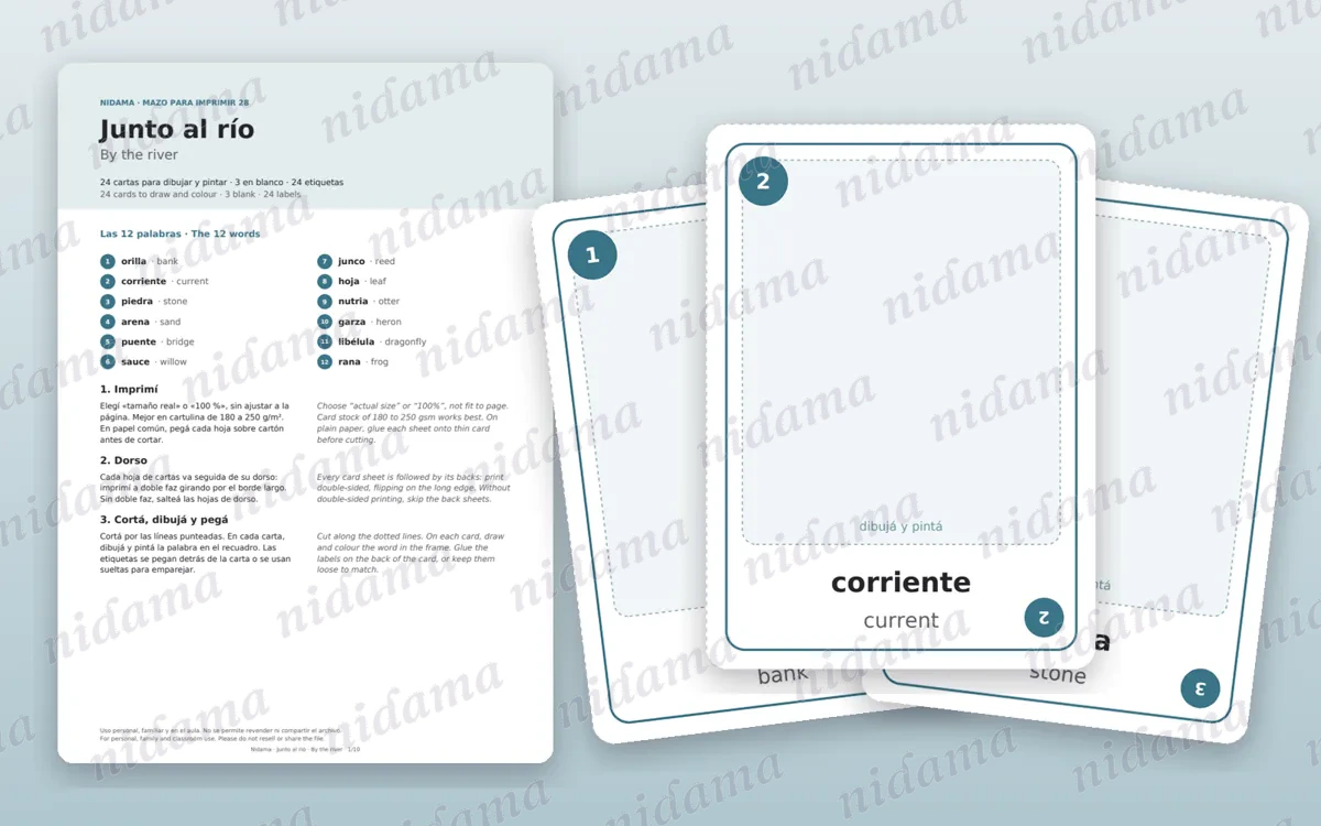 Guide and first card sheet of the By the river deck