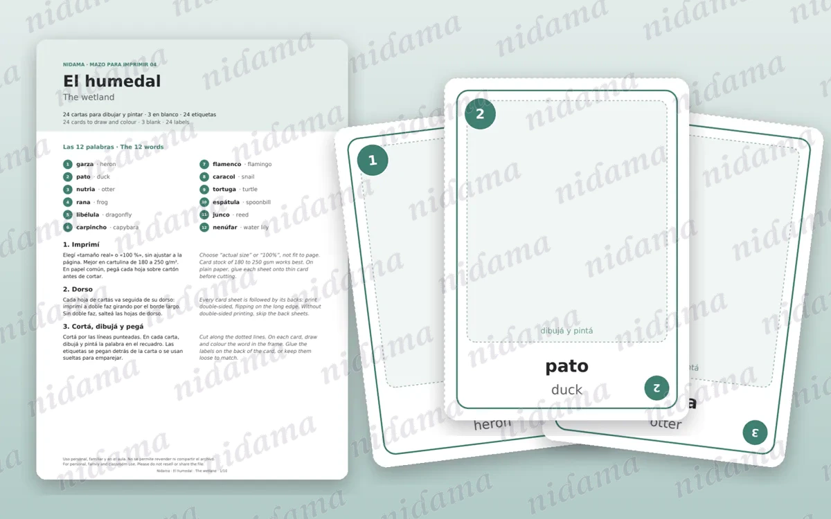 Guide and first card sheet of the The wetland deck