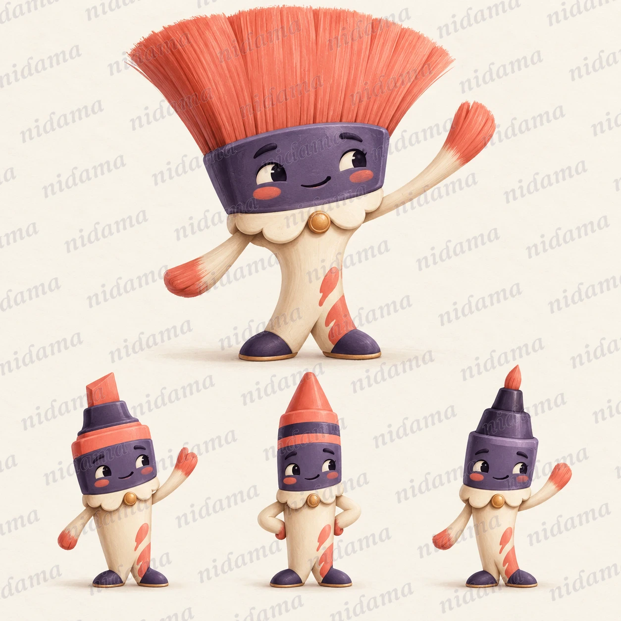 Nubi, a character shaped like a flat brush