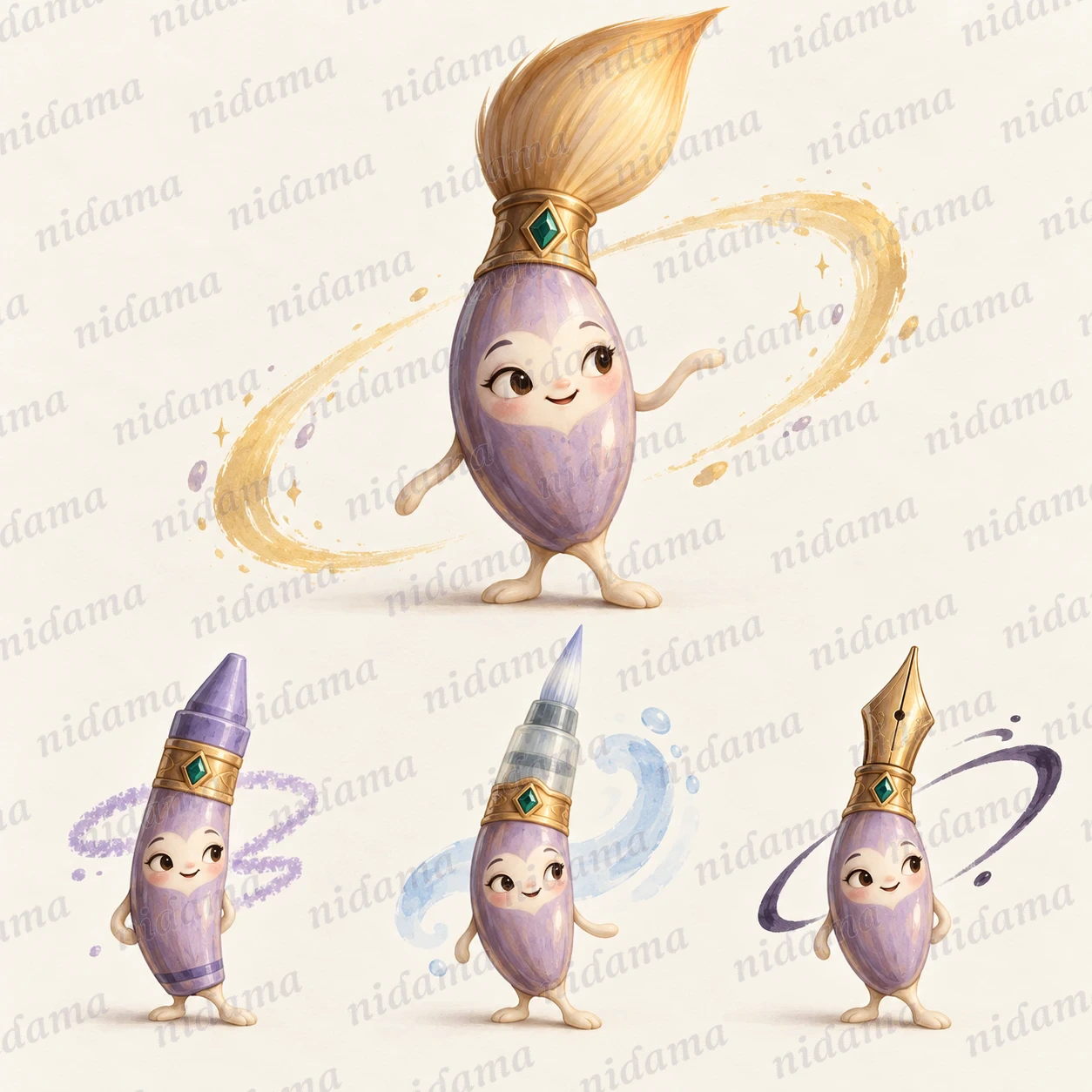 Semi, a character shaped like a round-tip brush