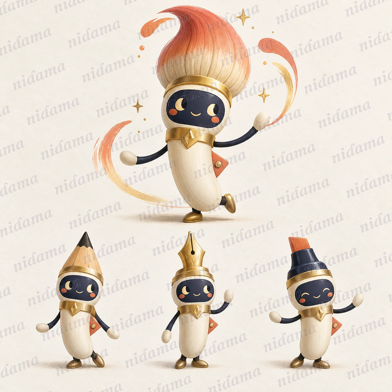 Pico, a character shaped like an interchangeable-tip brush