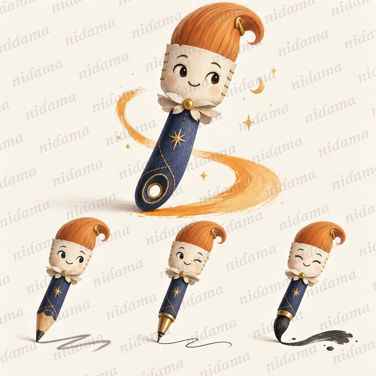 Hilo, a character shaped like a bookbinder's brush