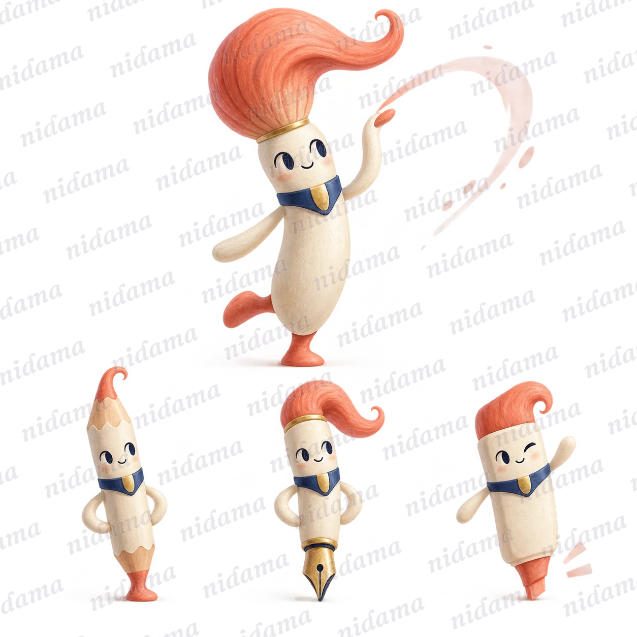 Zuri, a character shaped like a transforming brush
